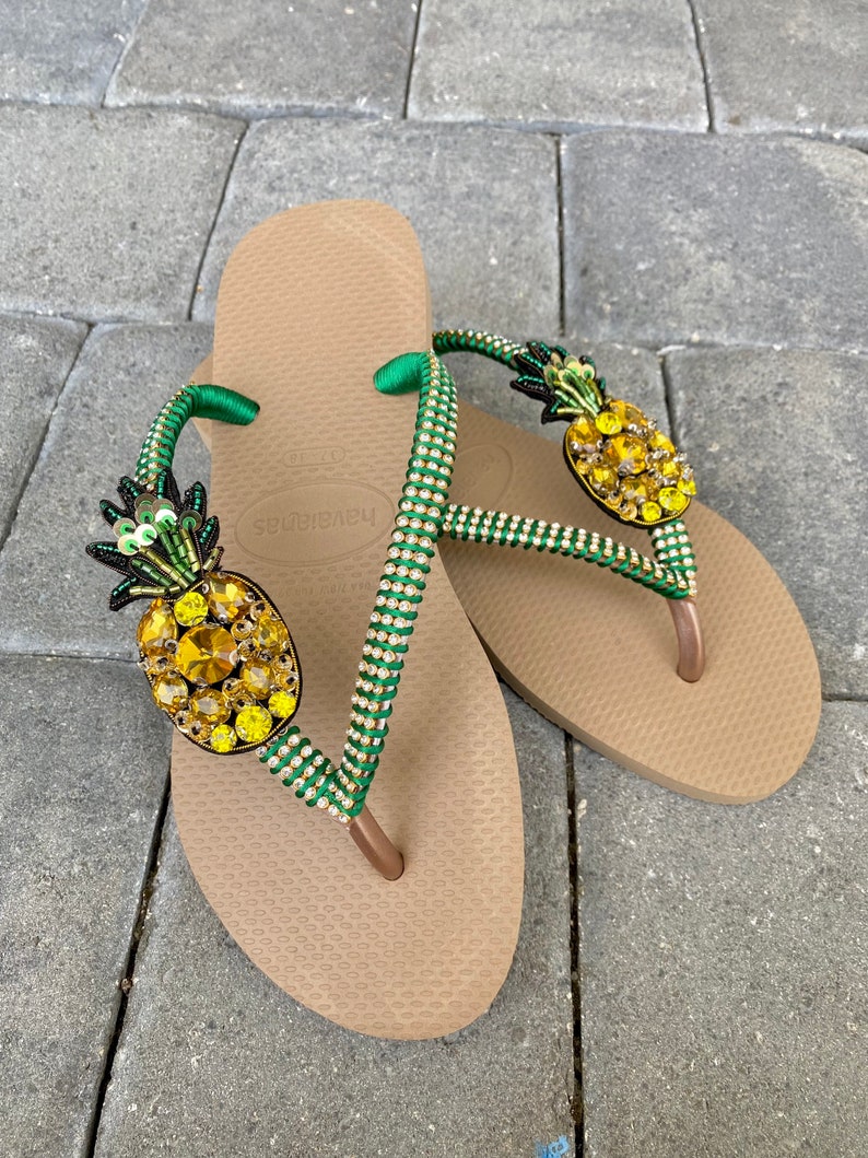 pineapple island flip flops