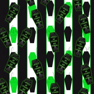 I myself am strange and unusual, Green and black coffin Digital Paper, PNG, JPEG, Not a Seamless design, Tumbler Wraps, Spooky Background