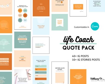 Life Coach Quote Pack Instagram Templates . instagram templates canva . customizable canva templates . social media templates