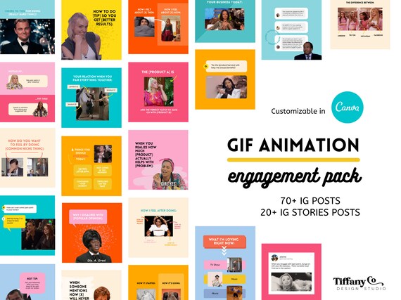 GIF Animation Engagement Pack . Instagram Templates Canva . 