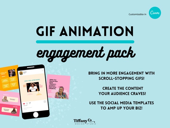 GIF Animation Engagement Pack . Instagram Templates Canva . 