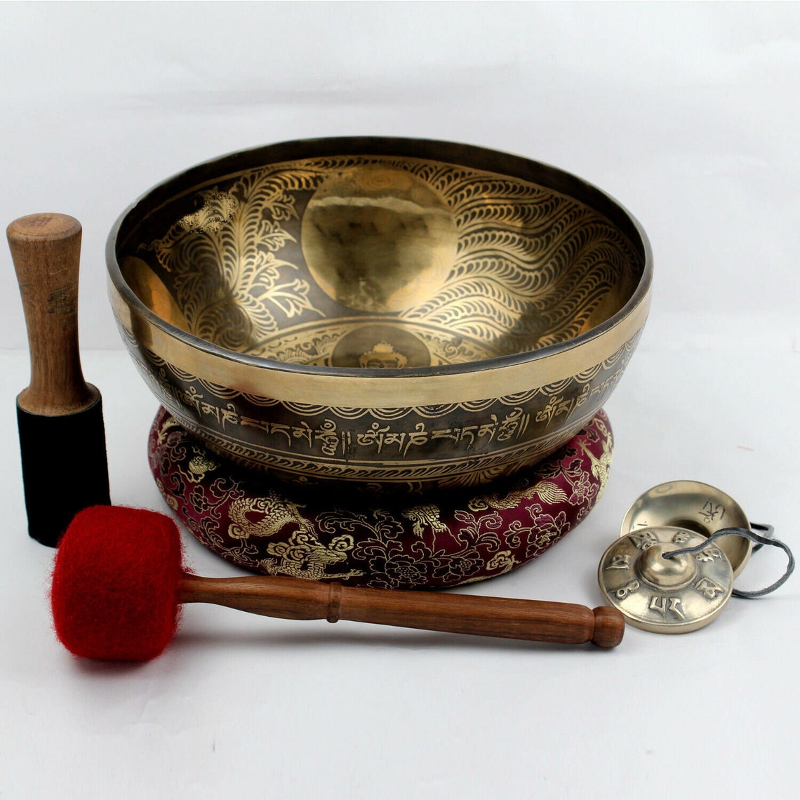 12 Inch Buddha Singing Bowl Mantra Carved Sound Healing Etsy Canada