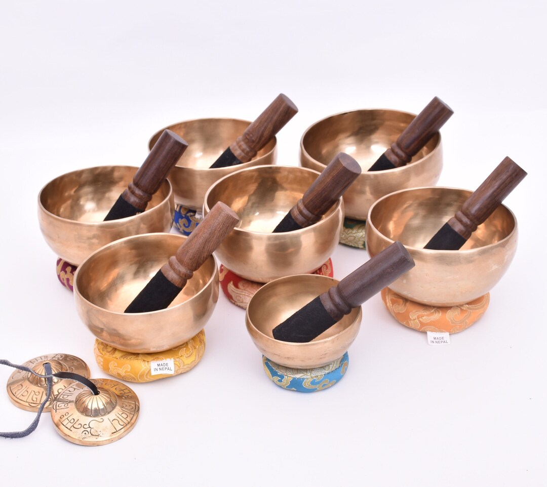 Chakra Healing Tibetan Singing Bowl Set of 7 - 5 Inches Identical Sizes ...