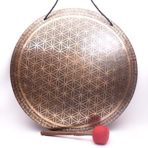 Flower Of Life Carve Tibetan Wind Gong Mande In Nepal - Hand Carving Gong -Tibetan Mantra Carving - Best For Sound Healing -Meditation Gong