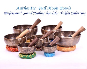 Professional Singing Bowl set of 7 - Tibetan Singing Bowl - Chakra Note Tuned - Complete Healing Set mallet cushion - Chakra Bowls