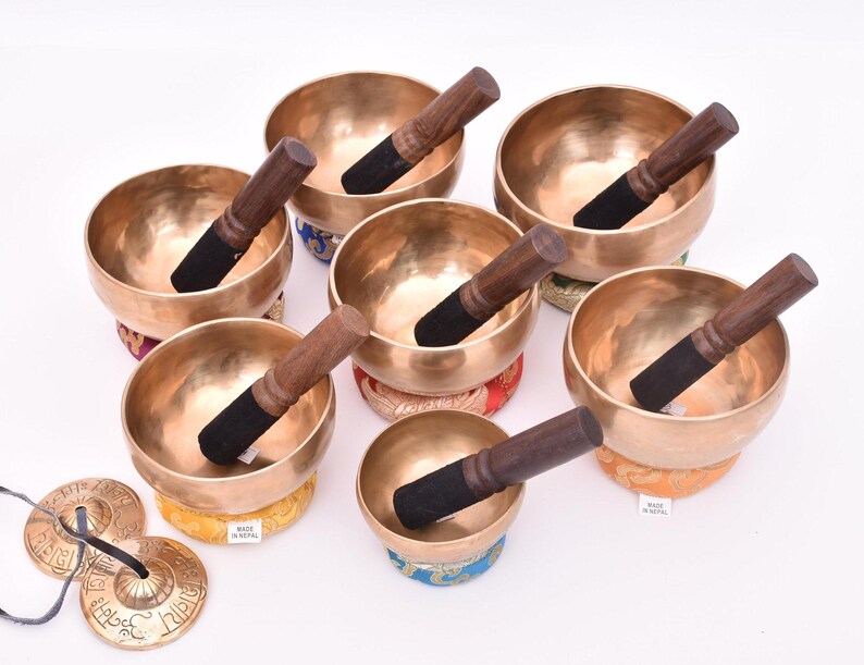 Chakra Healing Tibetan Singing Bowl Set of 7 - 5 Inches Identical Sizes ...