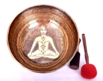 13 Inches Yogi Singing Bowl - Yoga Bowl Comes With Mallet, Cushion - Tibetan Chakra Singing Bowl- Chakra Balancing - Meditation , Healing