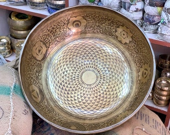 flower of life geometry singing bowls - Extra Large Diameter Therapy meditation Healing Bowls set from Nepal - Standing bowls