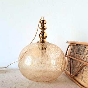 Amber Glass Pendant  Lamp / Vintage Hanging Lamp / Rustic Small Kitchen Light / MCM