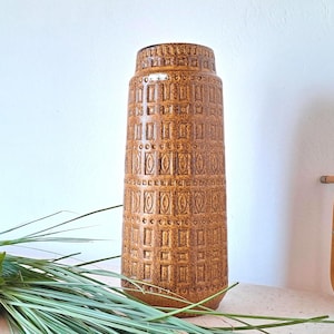 Original West Germany Scheurich Vase - Antique Tall Floor Vase - Ceramic Brown Traditional Flower Vase