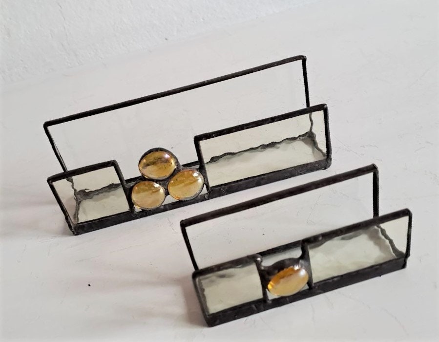Hand Made Letters Cards Stand / Tiffany Business Card Holder / Etsy