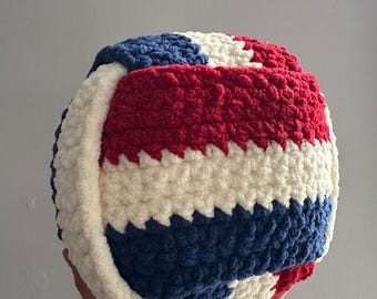 Large Crochet Plushie Volleyball: USA Custom Team Colors