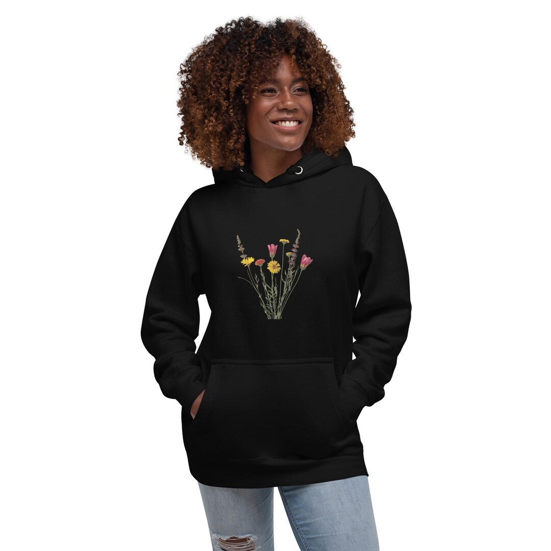 Wildflower Bouquet Hoodie for Women – Botanical Flower Print Sweatshirt ...