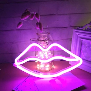 Kiss & Lips | Neon Lights (LED) for bedroom, light decoration, Red Kiss Light, Kids room, Bedroom Light, Neon Lips Kiss, Neon wall mount