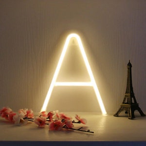 Letras y números de luz de neón blanco personalizado (LED) / letrero de neón personalizado, luces de nombre, luces de marry me, decoración de aniversario de bodas,