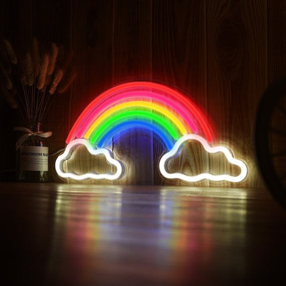 Arc-en-ciel dans le ciel Néon LED pour chambre à coucher, Décoration de  lumières denseigne, Nuage arc-en-ciel, Support mural au néon, Enseigne de  bar créative colorée -  France