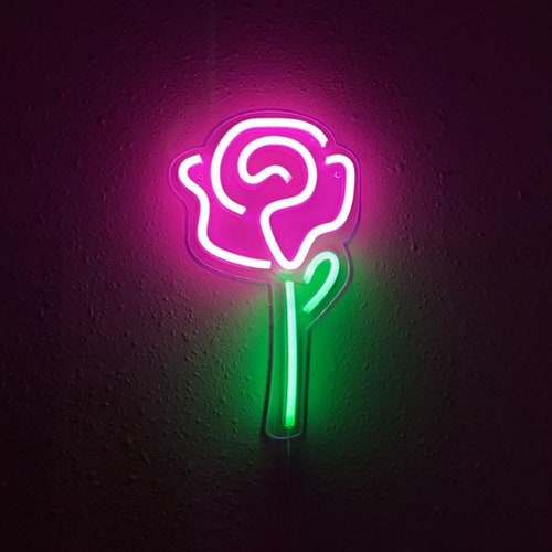 Large Rose Neon Light LED Sign Lights for Wall Mount - Etsy