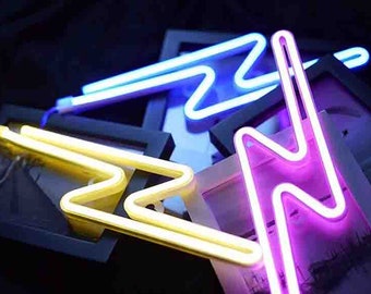 Mini rayo de luz de neón (LED) / luces de letrero para decoración de montaje en pared, decoración para dormitorio, luces de barra de neón, arte de pared LED, trueno