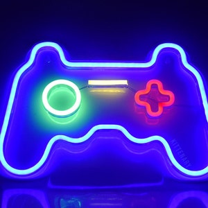 Gaming Controller | Neon Light (LED), Game Shaped Sign Lights for Wall Mount Decoration, Bar and Grill Lamp, Hanging Acrylic Art