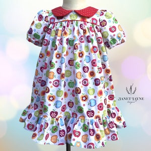 Apple Dress - Back to School Dress - Apple Orchard Dress - Preschool Apple Dress - Red & Green Apples Dress - Girl&#39;s Dress size 3T