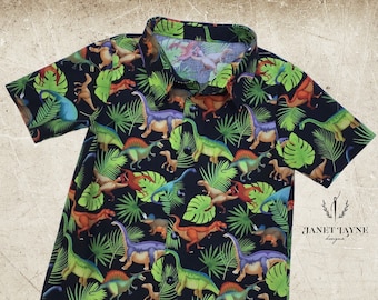 Dinosaur Shirt - Boy's Dinosaur Shirt - Boy's Collared Shirt - Dinosaur Back-to-School Shirt - Button Front Shirt - Size 3T, 4, 5 & custom