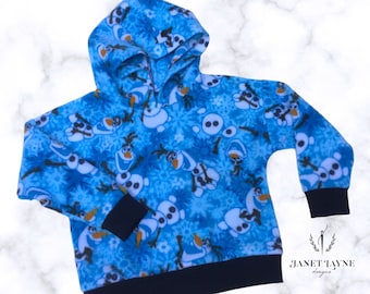 Sudadera con capucha de Olaf de Frozen - Sudadera con capucha de polar de Olaf - Sudadera con capucha de muñeco de nieve de Frozen - Polar de Olaf - Sudadera con capucha de Frozen de Disney - Sudadera con capucha de polar unisex