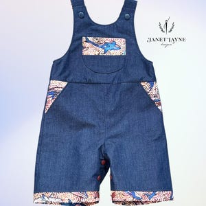 Denim Romper - Blue Whales Romper - Denim Overalls - Lined Toddler Overalls - Blue Whales Batik Romper - Toddler Overalls Size 2T & Custom