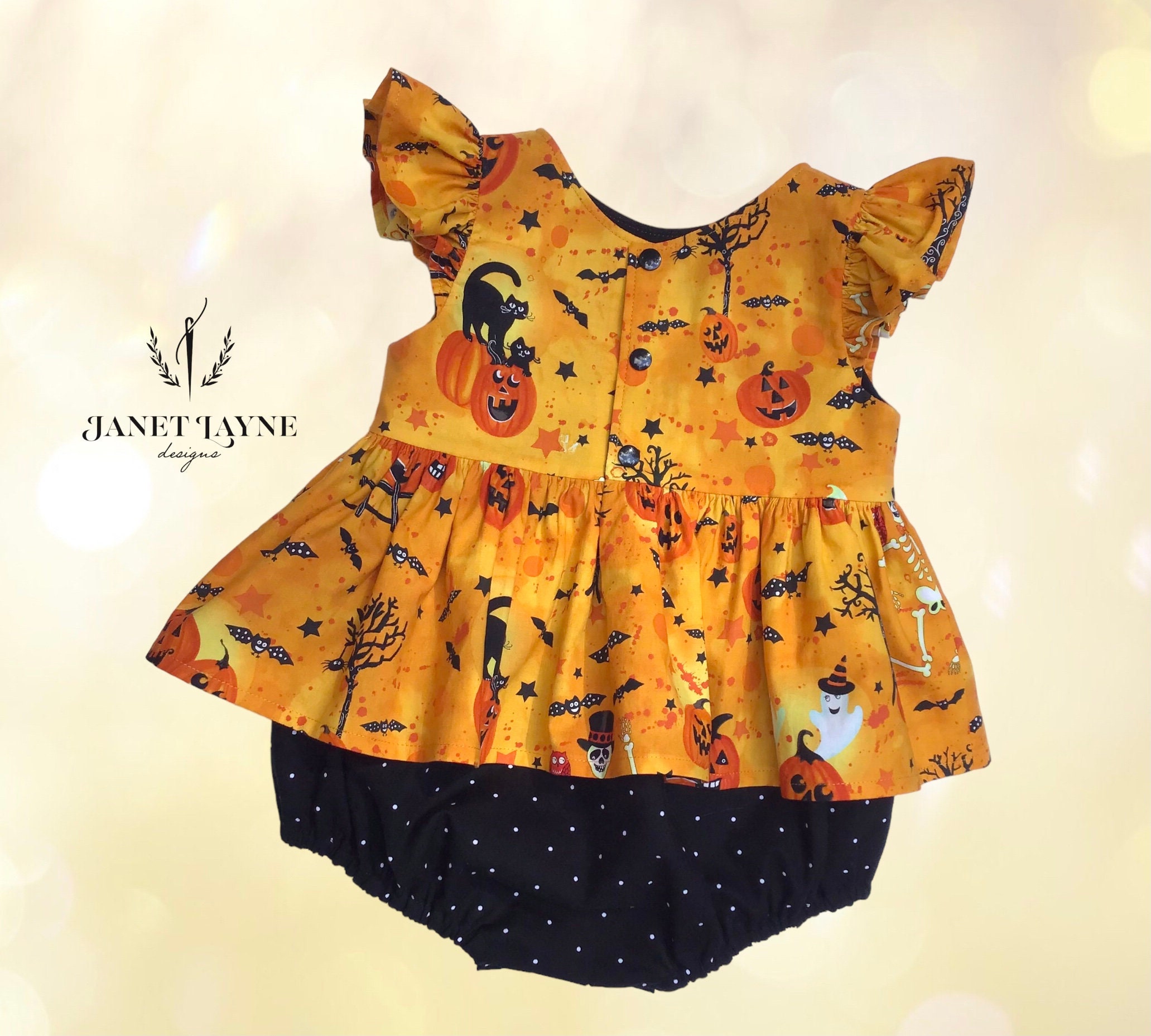 Halloween Romper Halloween Skirted Romper Halloween Bubble Romper Pumpkin Patch Romper Halloween