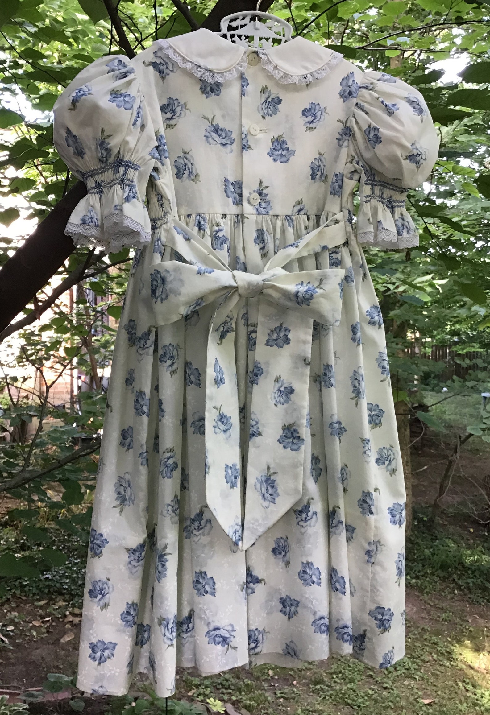 Hand Smocked Yoke Dress Smocked Easter Dress Smocked Blue Etsy