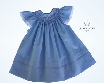 Toddler & Girls Infant Pin Dot Smocked Angel-Sleeve Dress