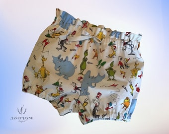 Dr. Seuss Bloomers - Dr. Seuss Diaper Cover - Dr. Seuss Birthday Party Bloomers - Paper Bag Bloomers - Seuss Birthday Shorts