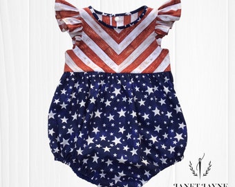 Patriotic Bubble Romper Size 2T - July 4th Romper - Red, White, & Blue Bubble Romper - July 4 Parade Romper - Patriotic Baby Toddler Romper