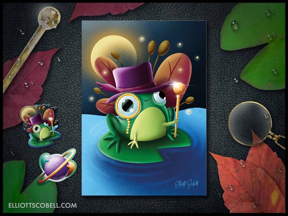 Buy Sir Ribbit A4 Art Print cute, Colourful, Frog, Funny, Toad