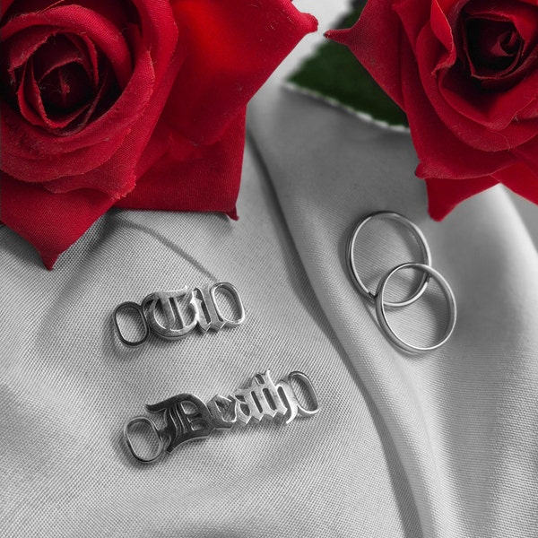 Til Death stainless steel shoelace charms for wedding, groom, bride or wedding party jewellery accessories available in silver
