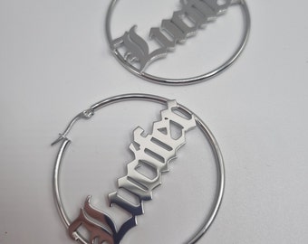 Lucifer Hoop Earrings: Stainless Steel Satanic Jewelry (50mm)