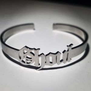 Old English Font Bangles, Bracelets, stainless steel, silver bracelet, lucifer bracelet,  goth bracelet,  for her, gifts for goths