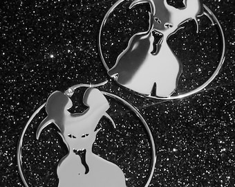 Devil Stainless Steel Hoop Earrings - Witch Goth Jewelry