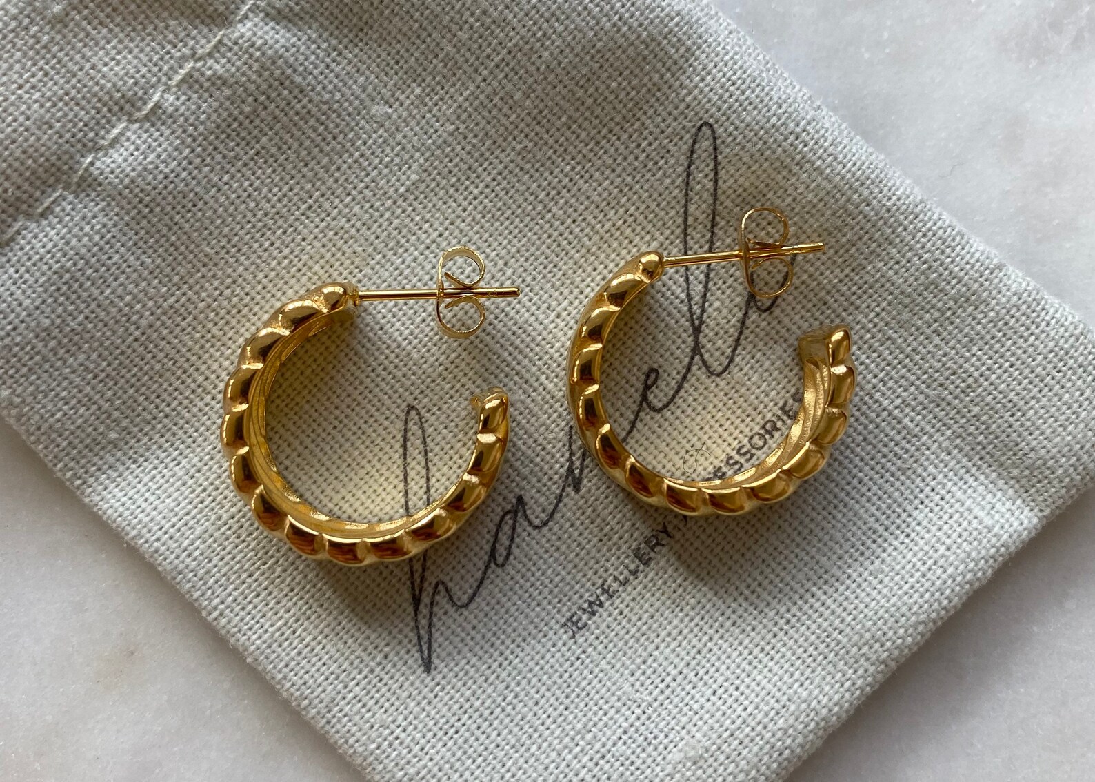Chunky Gold Plated Croissant Hoops. Croissant Earring. Minimal - Etsy