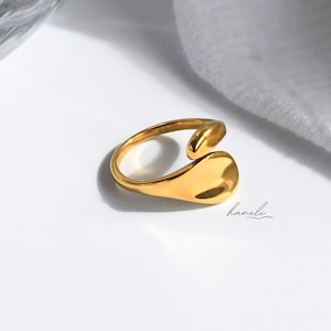 Asymmetric Duo Wrap Around Ring - 18k Gold Plated Stainless Steel - Unique Double Layer Band - Stackable Jewellery - Gift For Her