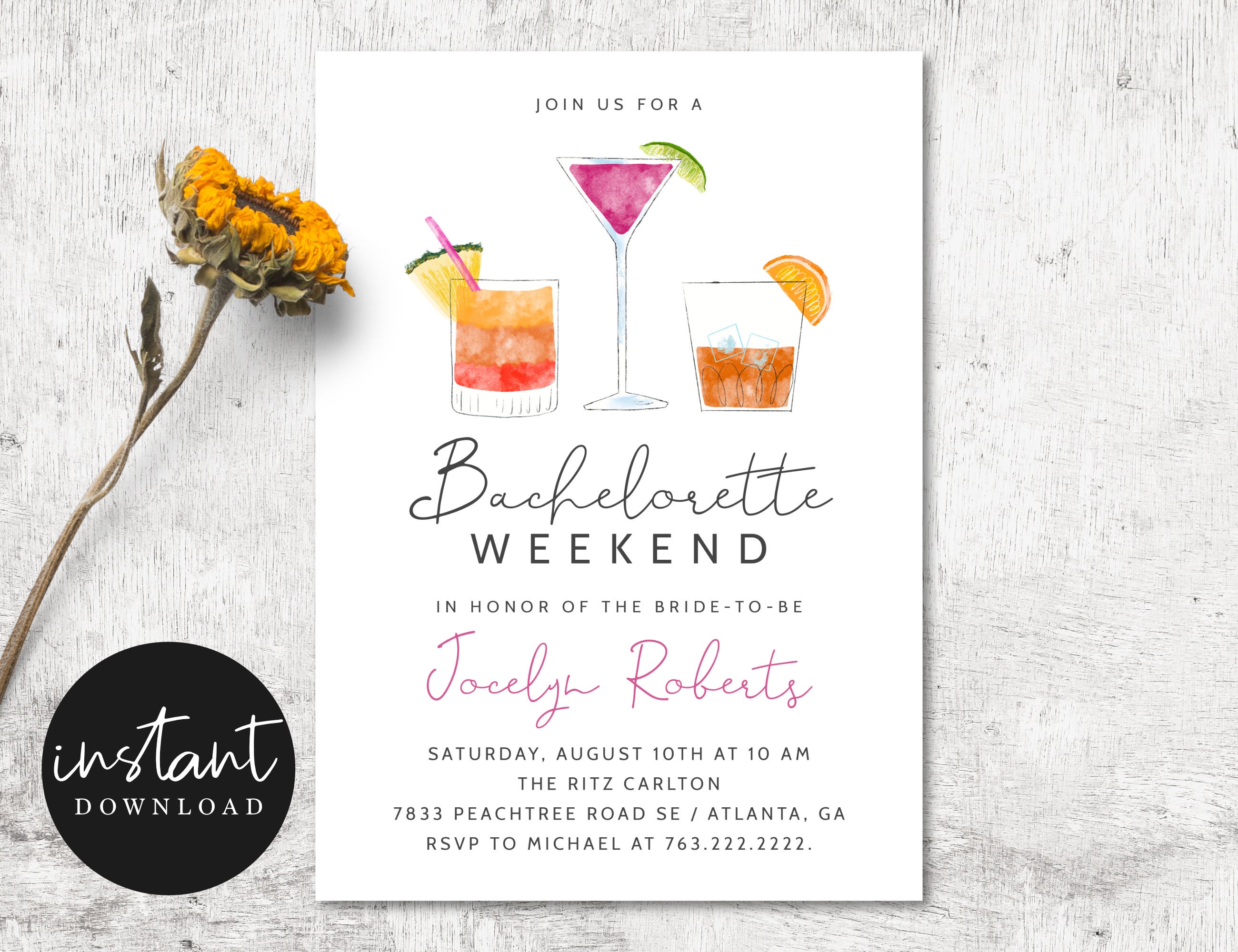 Printable Bachelorette Weekend Party Invitation Template | Etsy