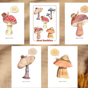 Lot de 5 cartes postales d'anniversaire « Vous êtes magiques », champignons, Vous êtes magiques !
