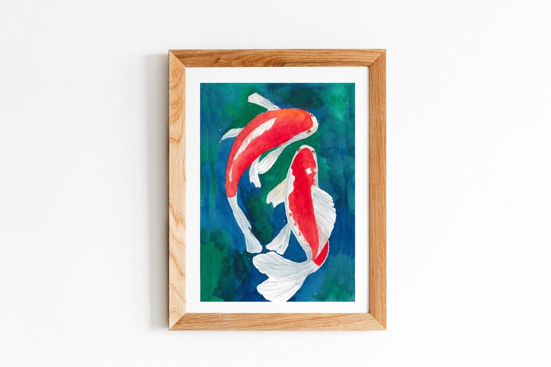 Koi Fish Watercolor Painting Print, Japanese Zen Wall Art - Etsy
