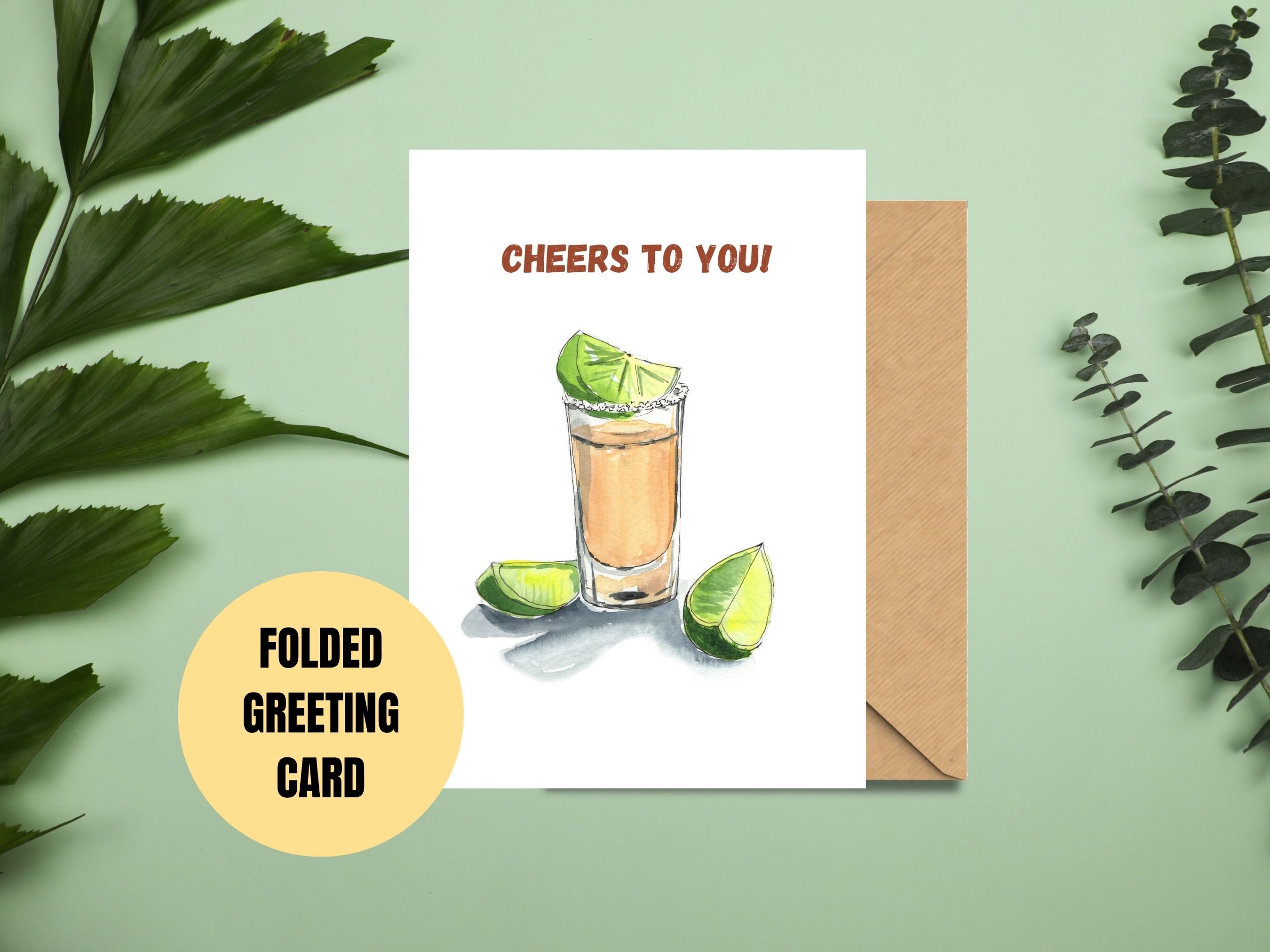 Tequila Birthday Card Cheers to You Card Cocktail Card Etsy