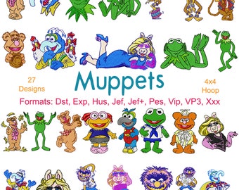 Muppets Machine Embroidery Files, 27 Designs, 4 Inch Hoop, Miss Piggy, Kermit the Frog, Muppets Babies, Gonzo, Animal, Instant Download