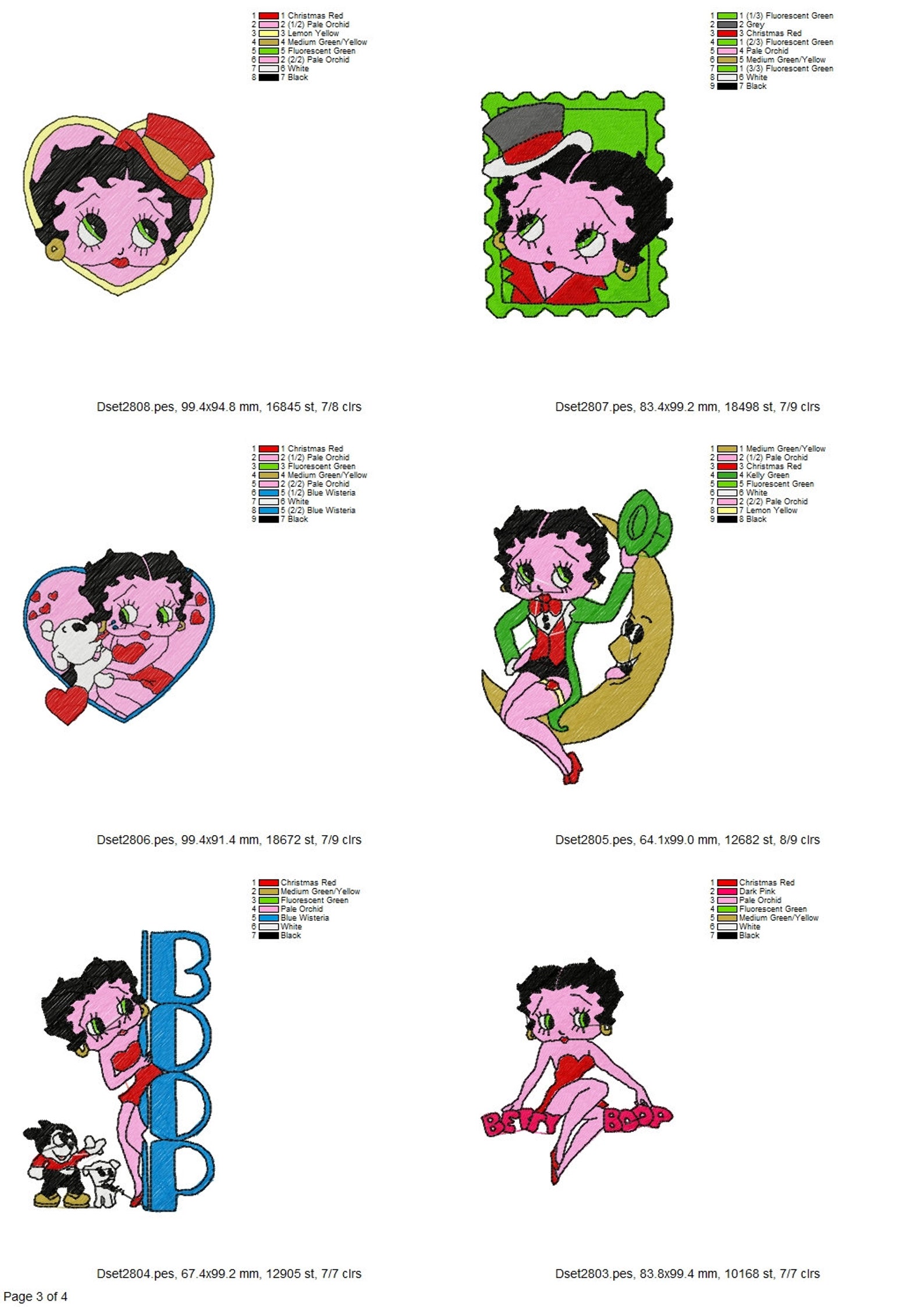 85 Motifs Machine à Broder Betty Boop - Collection Pour Brother, Format PES/USB, Neuf