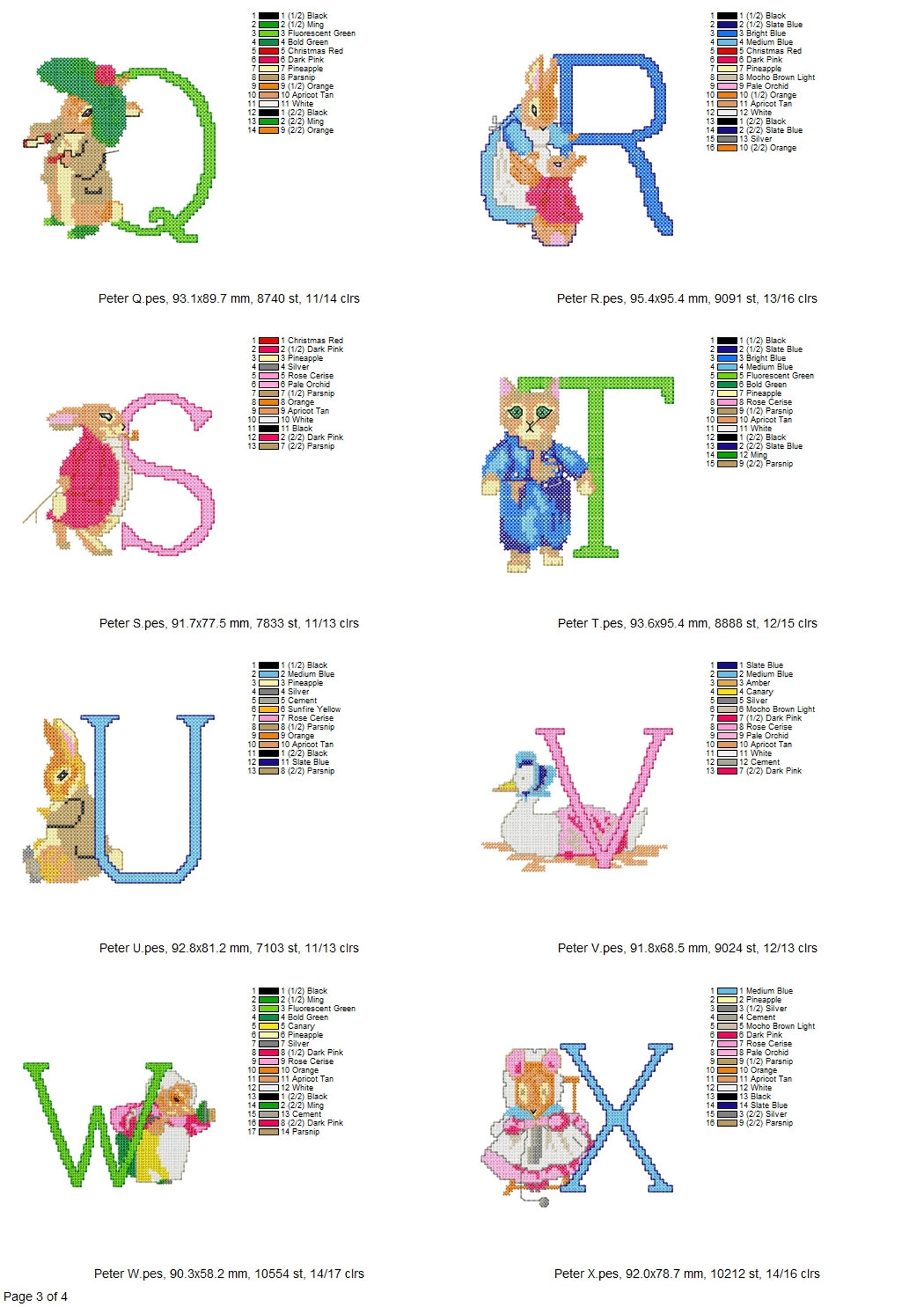 Peter Rabbit Cross Stitch Alphabet Machine Embroidery 26 Etsy Australia