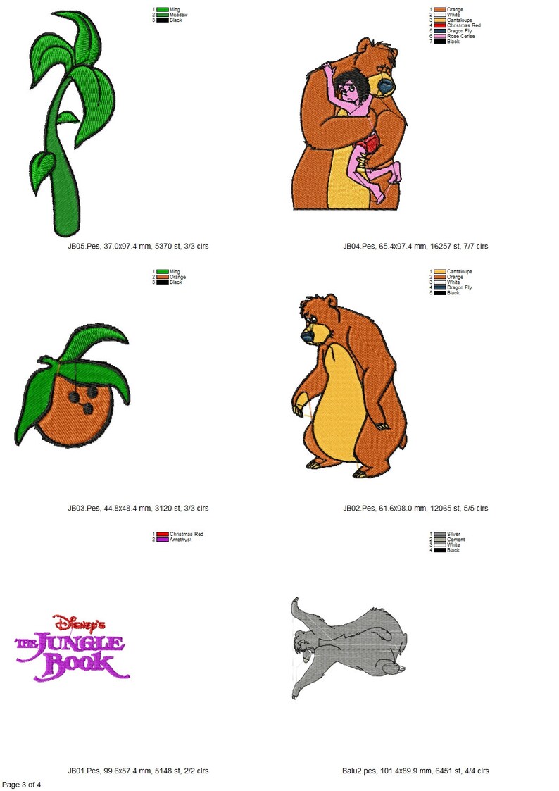 Disney jungle book machine embroidery files 20 designs  etsy Disney jungle book machine embroidery files 20 designs  etsy