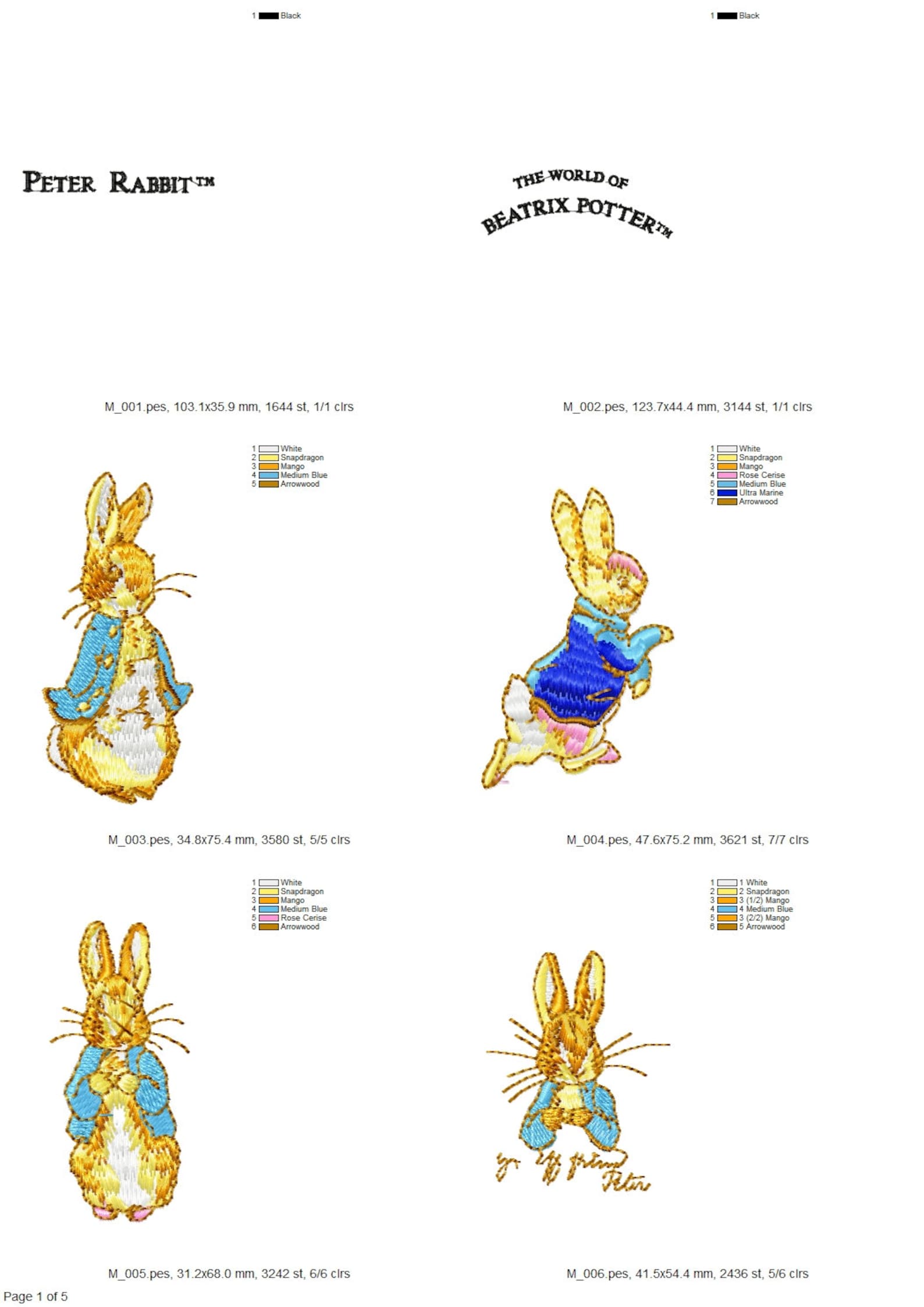 Peter Rabbit Machine Embroidery, 30 Designs, Beatrix Potter Embroidery ...