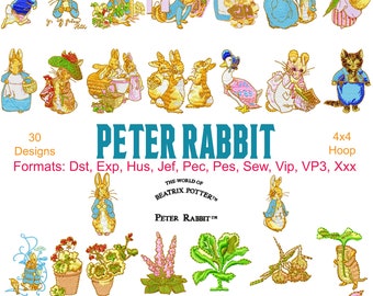 Peter Rabbit Machine Borduurwerk, 30 Ontwerpen, Beatrix Potter Borduurwerk, Storybook Borduurwerk, Flopsy, Mopsy, Benjamin Bunny, Instant Download