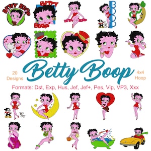 Betty Boop Machine Embroidery, 20 Designs, Betty, Cartoon Character Embroidery, Classic Cartoons, 4 Inch Hoop, Instant Download
